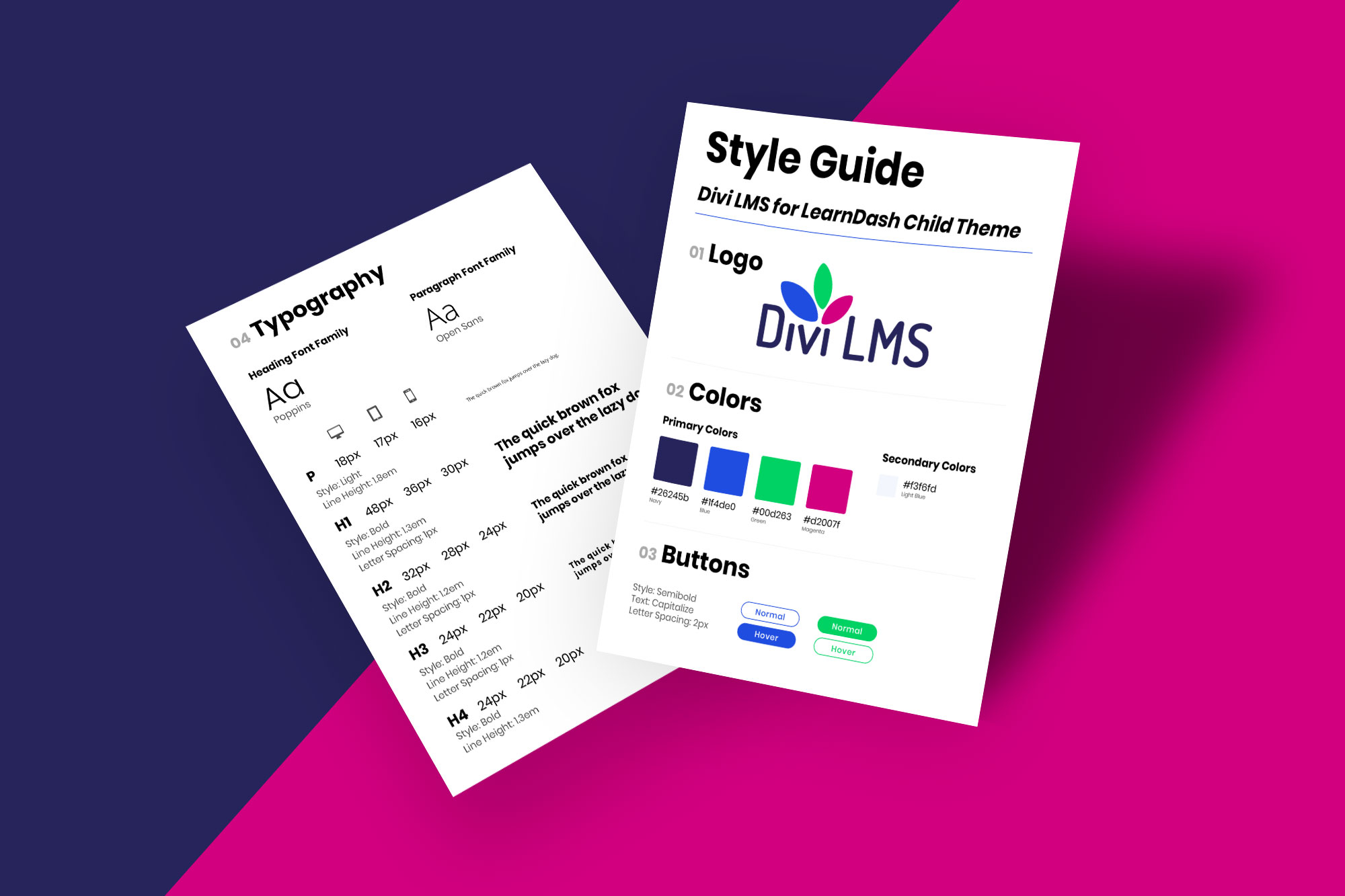 Divi Paving Child Theme Style Guide Mockup