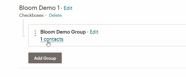 Contacts added to a Mailchimp group with Bloom