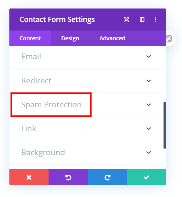 anti-spam Divi contact form