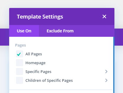Assign the transparent header menu template to all pages in the Divi Theme Builder