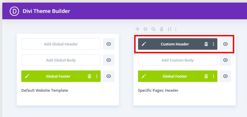 create a custom fixed Divi Theme Builder header