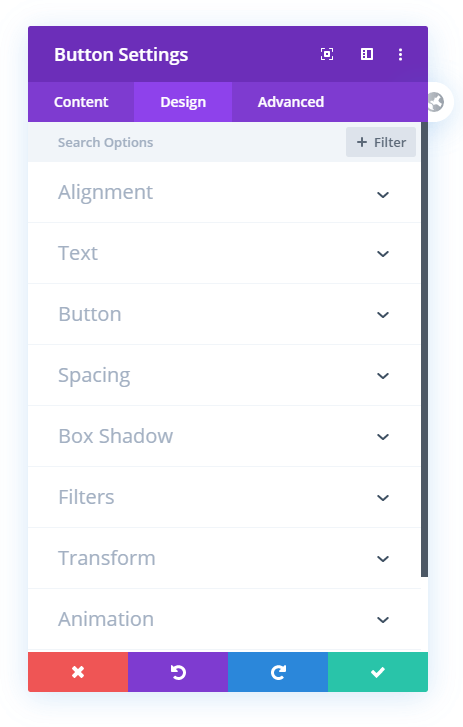 missing sizing toggle settings in the button module