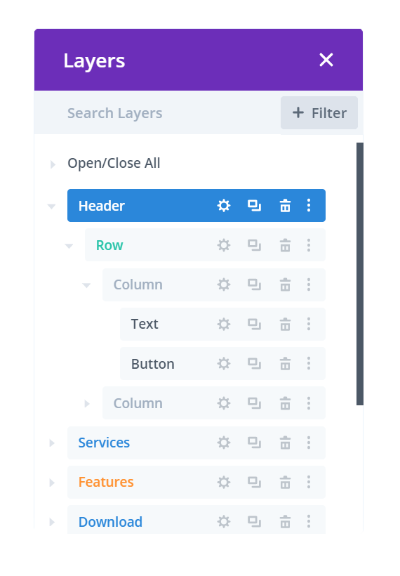 Divi Layers View