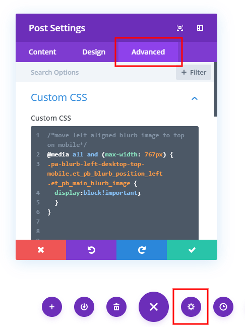 add code in Divi to the page settings custom css