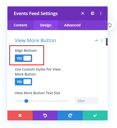 Align buttons to the bottom for each event in the Divi Events Calendar