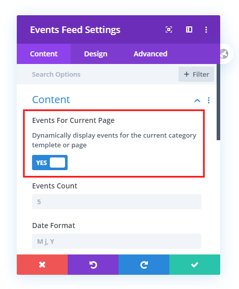 Show Events for current page in the Divi Theme Builder in the Divi Event Calendar