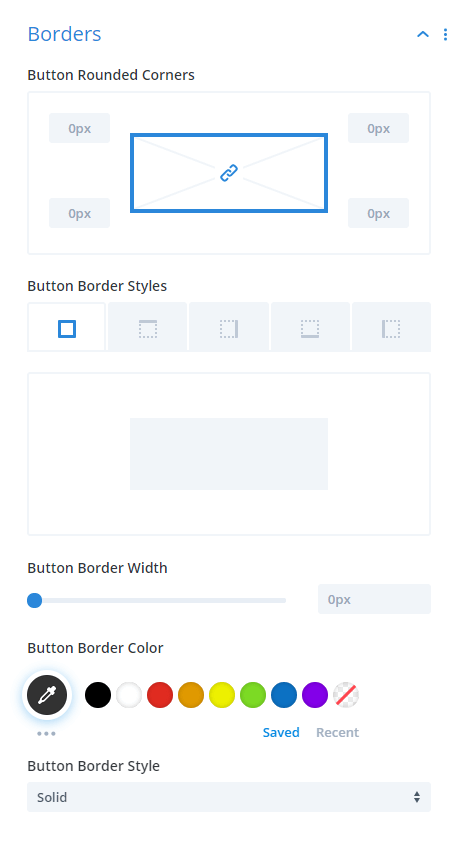 Divi Social Sharing Buttons module Border Design Settings