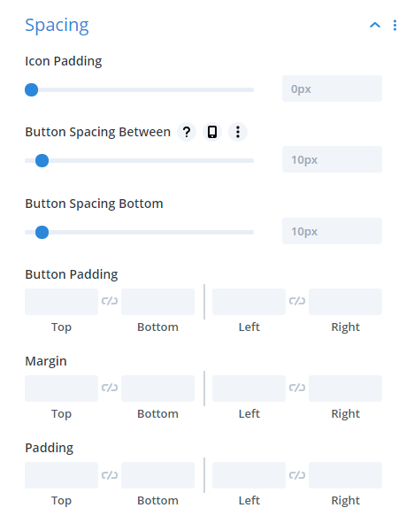 Divi Social Sharing Buttons module Spacing Design Settings