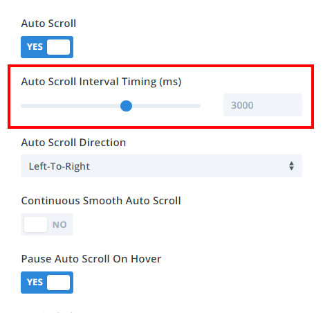 Auto Scroll Interval Timing feature in the Divi Carousel Maker