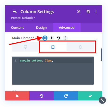 add margin bottom on the Divi columns on Tablet and Phone