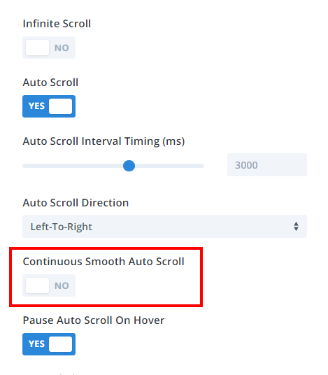 continuous smooth auto scroll in the Divi Carousel Maker