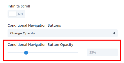 Conditional Navigation Button Opacity setting in the Divi Carousel Maker