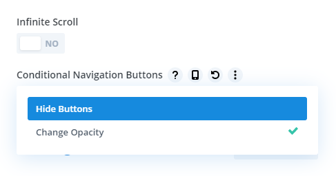 Conditional Navigation Buttons setting in the Divi Carousel Maker