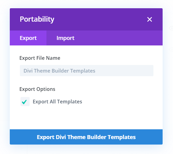 Export Divi Theme Builder templates as a Backup