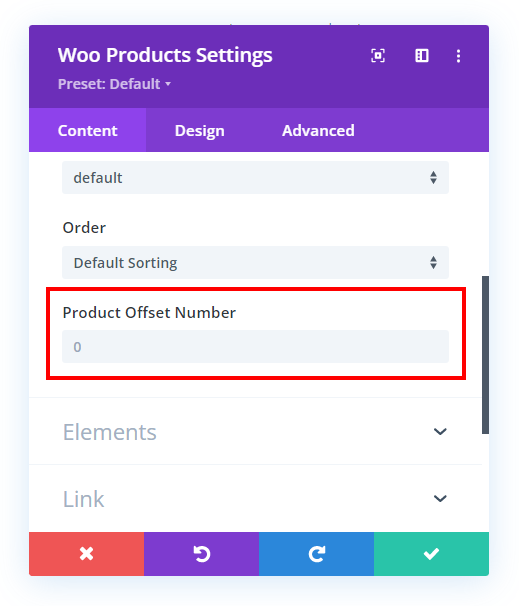 new Divi WooCommerce product offset feature in the Woo Products module
