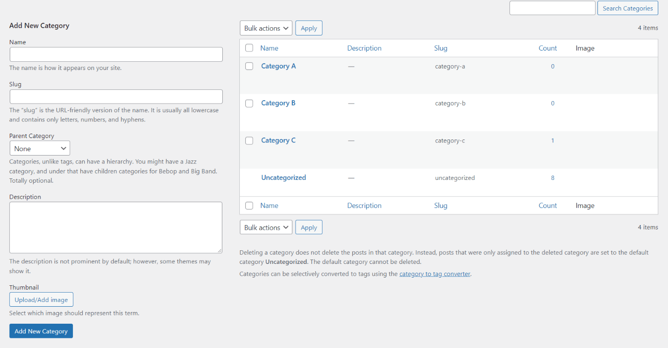 viewing a list of categories with the Divi Taxonomy Helper plugin