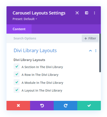 adding Divi Library layouts to the Divi Carousel Maker with the Carousel Layouts module