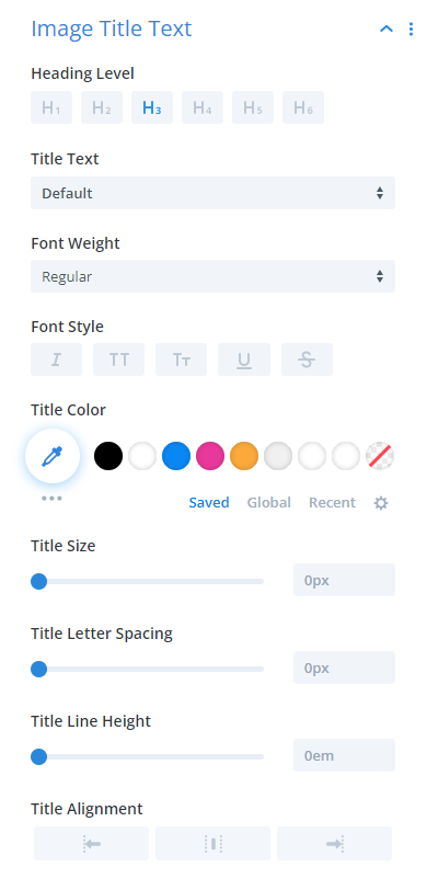 image title text design settings in the Divi Image Helper plugin