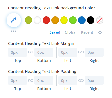 text link design settings in the Divi Table of Contents Maker module plugin by Pee Aye Creative