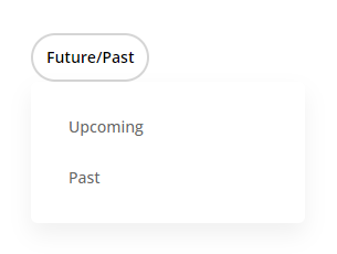 future and past filter in the Events Fitler module Divi Events Calendar Plugin by Pee Aye Creative