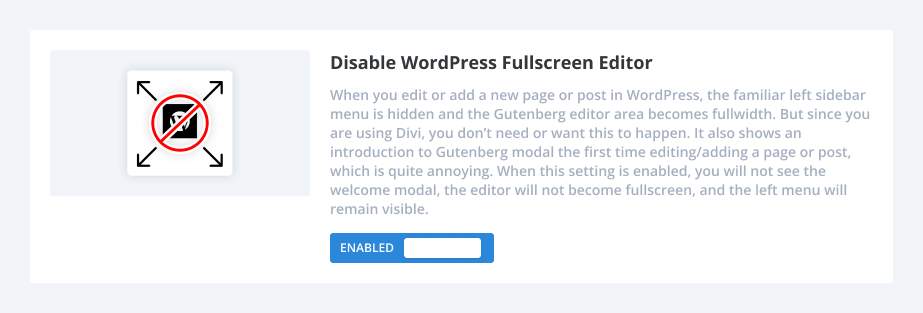 how to Disable WordPress Fullscreen Editor using the Divi Assistant plugin