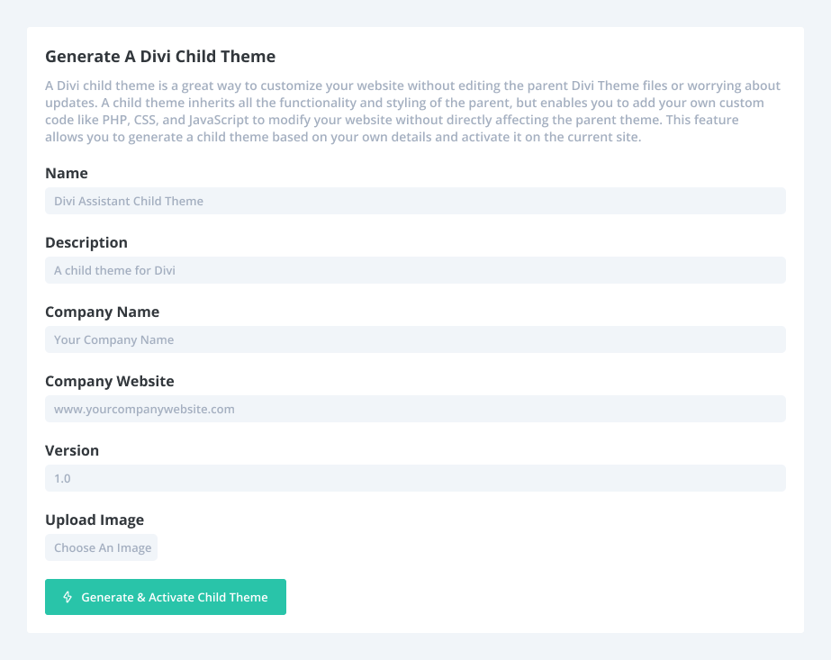 how to Generate A Divi Child Theme using the Divi Assistant plugin