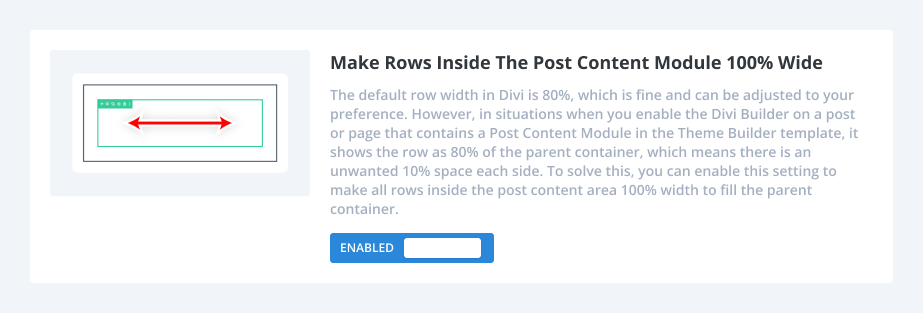 how to Make Rows Inside The Post Content Module 100% wide using the Divi Assistant plugin